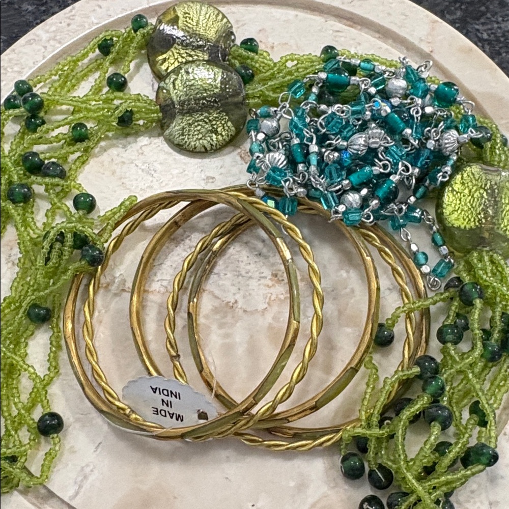 Boho Jewelry stacking bracelets and 2 necklaces